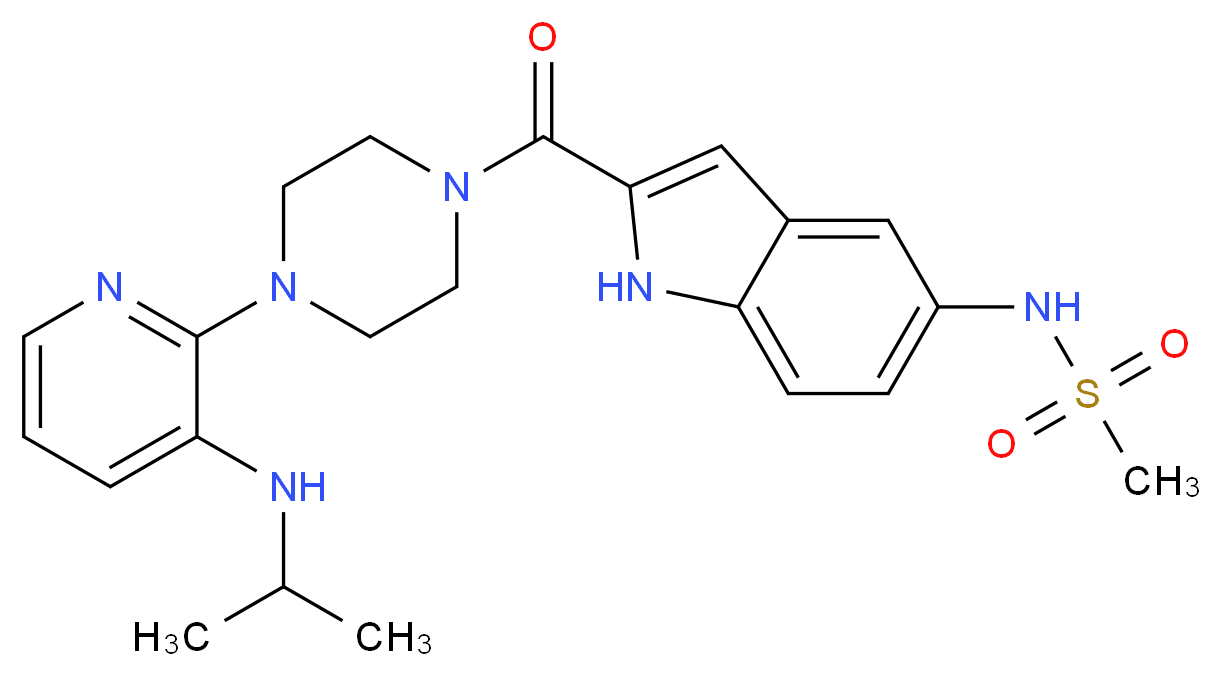 N-[2-(4-{3-[(propan-2-yl)amino]pyridin-2-yl}piperazine-1-carbonyl)-1H-indol-5-yl]methanesulfonamide_分子结构_CAS_136817-59-9