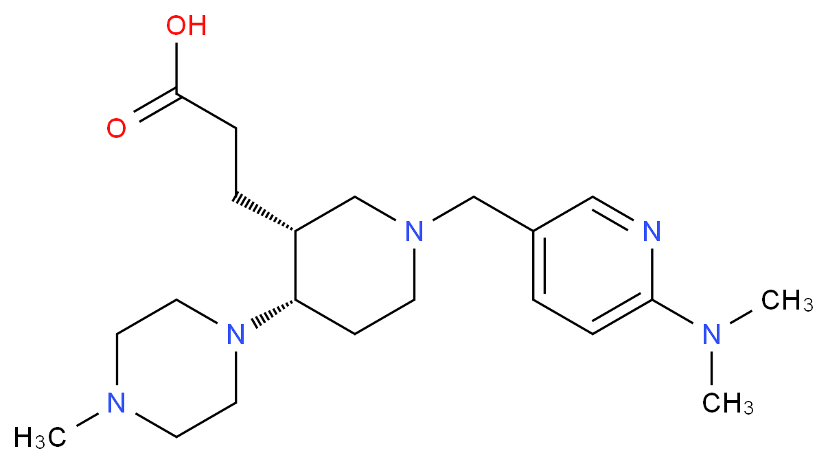 3-[(3R*,4S*)-1-{[6-(dimethylamino)pyridin-3-yl]methyl}-4-(4-methylpiperazin-1-yl)piperidin-3-yl]propanoic acid_分子结构_CAS_)