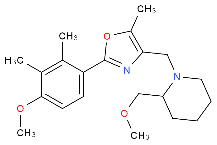 1-{[2-(4-methoxy-2,3-dimethylphenyl)-5-methyl-1,3-oxazol-4-yl]methyl}-2-(methoxymethyl)piperidine_分子结构_CAS_)