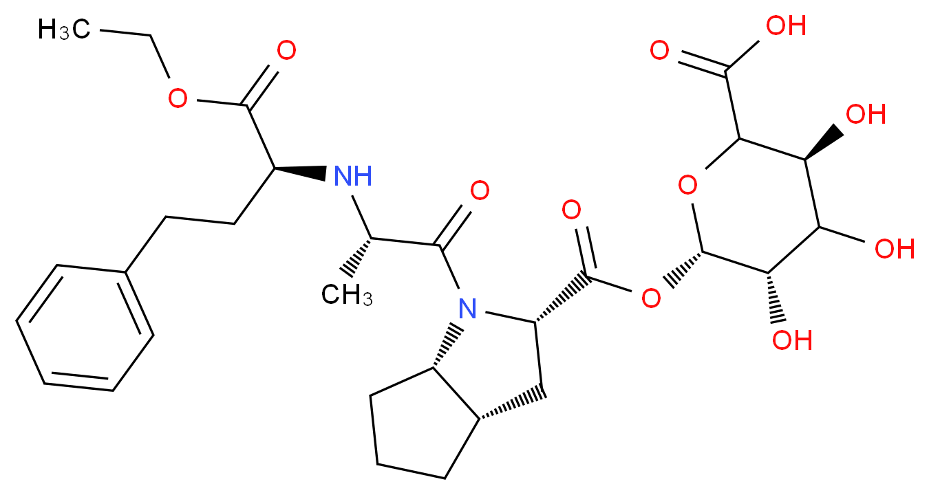 (3S,5S,6S)-6-[(2S,3aS,6aS)-1-[(2S)-2-{[(2S)-1-ethoxy-1-oxo-4-phenylbutan-2-yl]amino}propanoyl]-octahydrocyclopenta[b]pyrrole-2-carbonyloxy]-3,4,5-trihydroxyoxane-2-carboxylic acid_分子结构_CAS_1357570-21-8