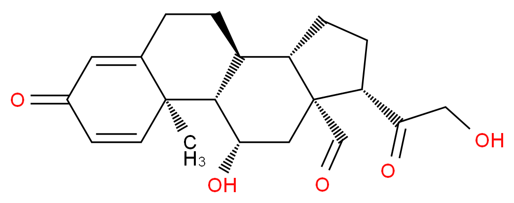 (1S,2R,10S,11S,14S,15R,17S)-17-hydroxy-14-(2-hydroxyacetyl)-2-methyl-5-oxotetracyclo[8.7.0.0<sup>2</sup>,<sup>7</sup>.0<sup>1</sup><sup>1</sup>,<sup>1</sup><sup>5</sup>]heptadeca-3,6-diene-15-carbaldehyde_分子结构_CAS_76959-24-5