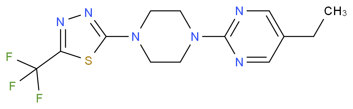 5-ethyl-2-{4-[5-(trifluoromethyl)-1,3,4-thiadiazol-2-yl]piperazin-1-yl}pyrimidine_分子结构_CAS_)