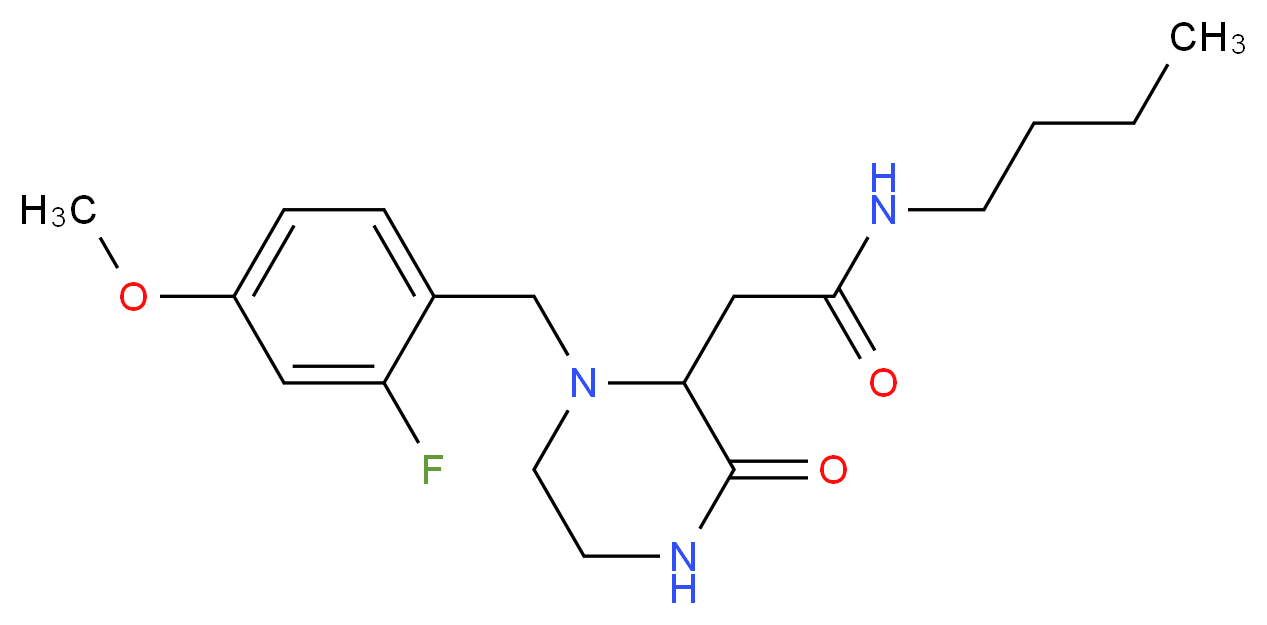N-butyl-2-[1-(2-fluoro-4-methoxybenzyl)-3-oxo-2-piperazinyl]acetamide_分子结构_CAS_)