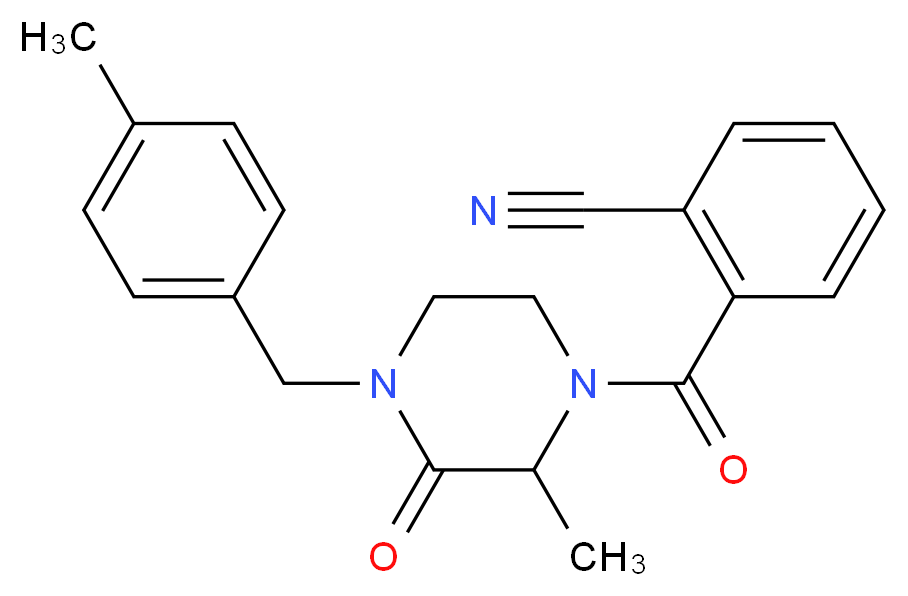 2-{[2-methyl-4-(4-methylbenzyl)-3-oxopiperazin-1-yl]carbonyl}benzonitrile_分子结构_CAS_)