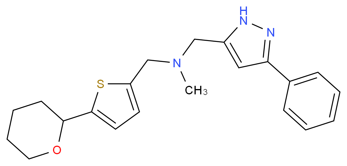N-methyl-1-(3-phenyl-1H-pyrazol-5-yl)-N-{[5-(tetrahydro-2H-pyran-2-yl)-2-thienyl]methyl}methanamine_分子结构_CAS_)