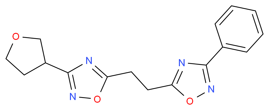 3-phenyl-5-{2-[3-(tetrahydrofuran-3-yl)-1,2,4-oxadiazol-5-yl]ethyl}-1,2,4-oxadiazole_分子结构_CAS_)