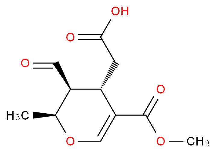 2-[(2S,3S,4S)-3-formyl-5-(methoxycarbonyl)-2-methyl-3,4-dihydro-2H-pyran-4-yl]acetic acid_分子结构_CAS_34422-12-3