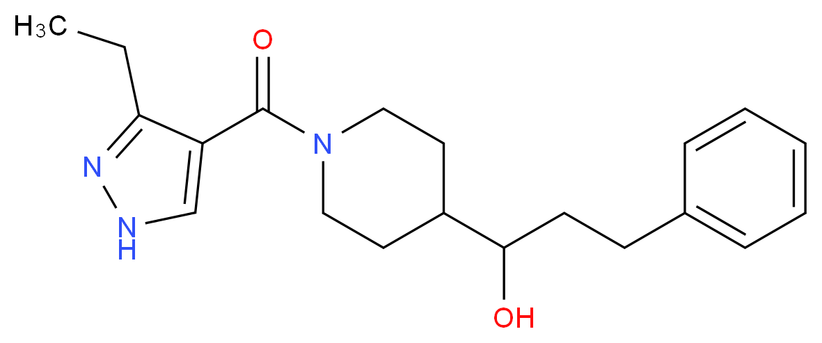 1-{1-[(3-ethyl-1H-pyrazol-4-yl)carbonyl]-4-piperidinyl}-3-phenyl-1-propanol_分子结构_CAS_)