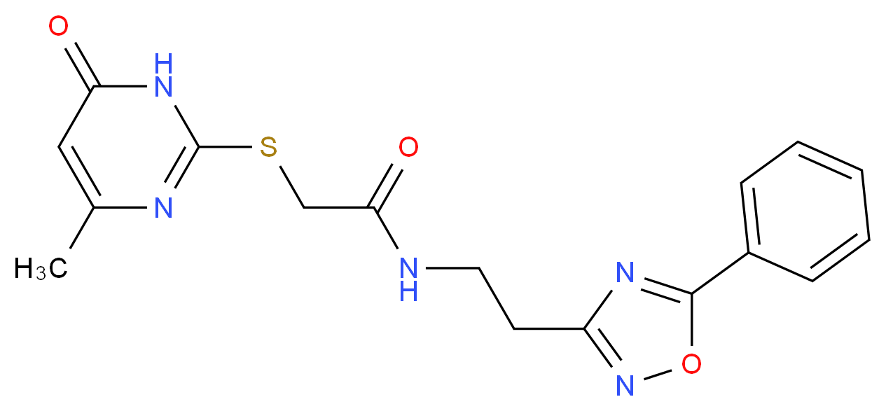 2-[(4-methyl-6-oxo-1,6-dihydropyrimidin-2-yl)thio]-N-[2-(5-phenyl-1,2,4-oxadiazol-3-yl)ethyl]acetamide_分子结构_CAS_)