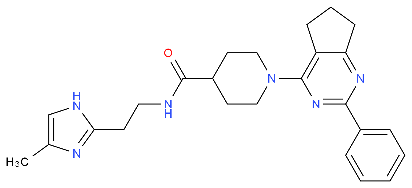 N-[2-(4-methyl-1H-imidazol-2-yl)ethyl]-1-(2-phenyl-6,7-dihydro-5H-cyclopenta[d]pyrimidin-4-yl)-4-piperidinecarboxamide_分子结构_CAS_)