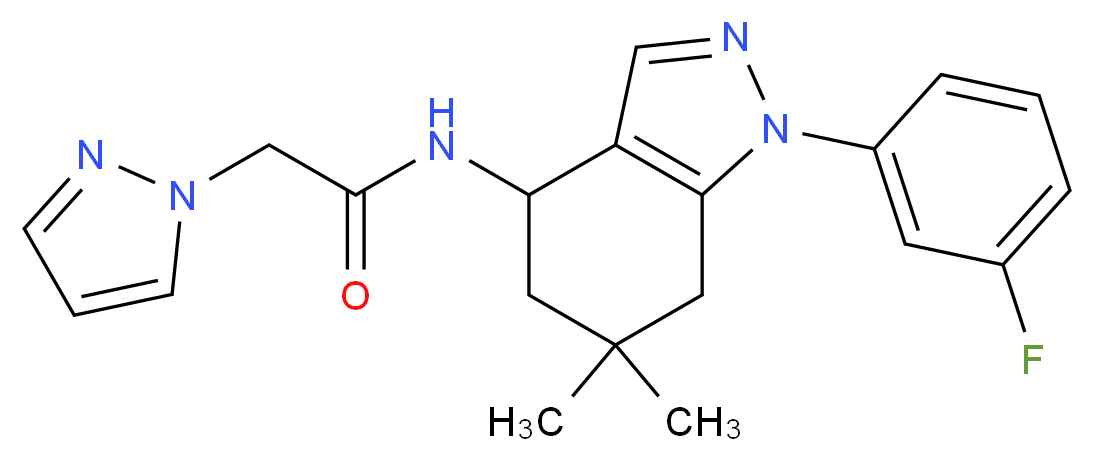 N-[1-(3-fluorophenyl)-6,6-dimethyl-4,5,6,7-tetrahydro-1H-indazol-4-yl]-2-(1H-pyrazol-1-yl)acetamide_分子结构_CAS_)