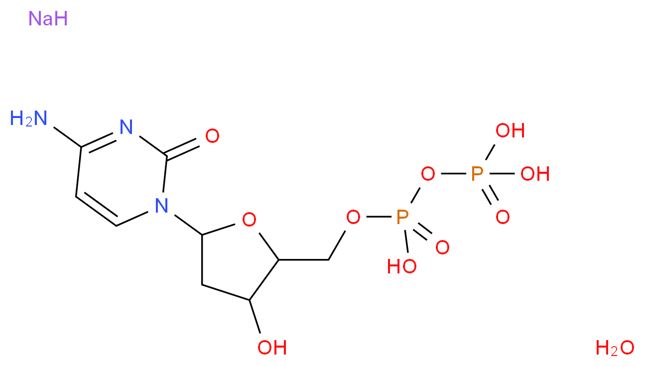 [({[5-(4-amino-2-oxo-1,2-dihydropyrimidin-1-yl)-3-hydroxyoxolan-2-yl]methoxy}(hydroxy)phosphoryl)oxy]phosphonic acid hydrate sodium_分子结构_CAS_151151-32-5