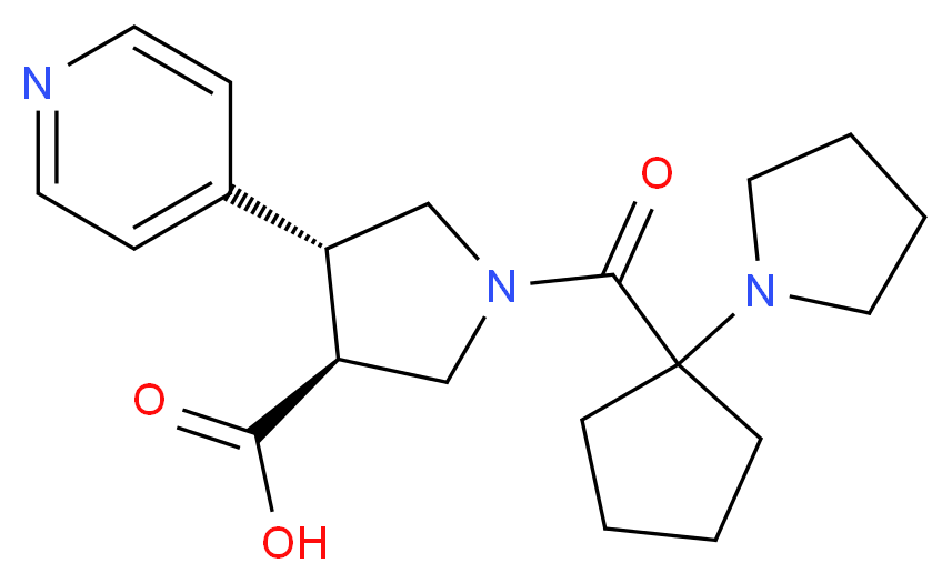 (3S*,4R*)-4-(4-pyridinyl)-1-{[1-(1-pyrrolidinyl)cyclopentyl]carbonyl}-3-pyrrolidinecarboxylic acid_分子结构_CAS_)