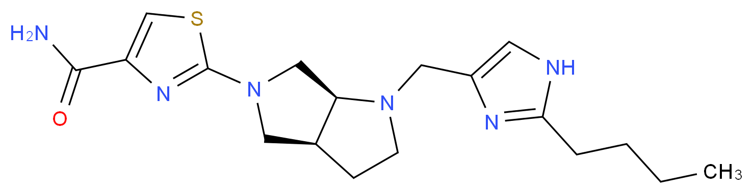 2-[(3aS,6aS)-1-[(2-butyl-1H-imidazol-4-yl)methyl]hexahydropyrrolo[3,4-b]pyrrol-5(1H)-yl]-1,3-thiazole-4-carboxamide_分子结构_CAS_)