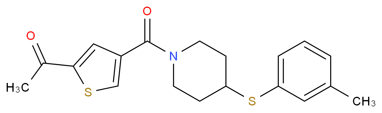 1-[4-({4-[(3-methylphenyl)thio]piperidin-1-yl}carbonyl)-2-thienyl]ethanone_分子结构_CAS_)