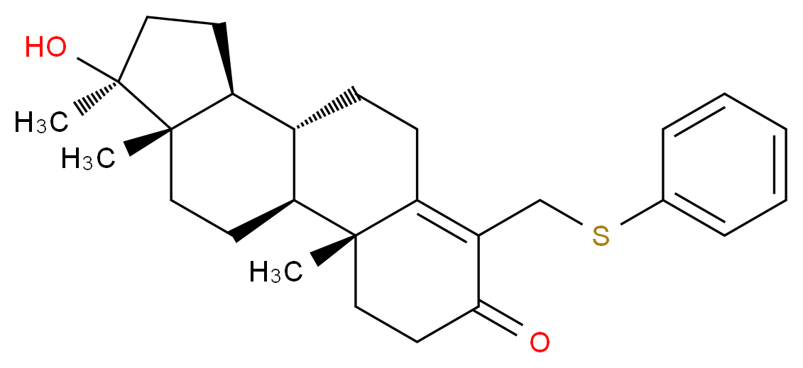 (1S,2R,10R,11S,14S,15S)-14-hydroxy-2,14,15-trimethyl-6-[(phenylsulfanyl)methyl]tetracyclo[8.7.0.0<sup>2</sup>,<sup>7</sup>.0<sup>1</sup><sup>1</sup>,<sup>1</sup><sup>5</sup>]heptadec-6-en-5-one_分子结构_CAS_71507-77-2