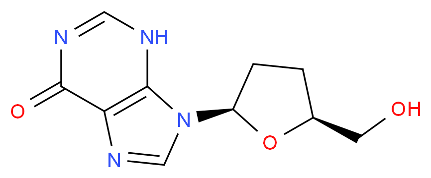 9-[(2R,5S)-5-(hydroxymethyl)oxolan-2-yl]-6,9-dihydro-3H-purin-6-one_分子结构_CAS_69655-05-6