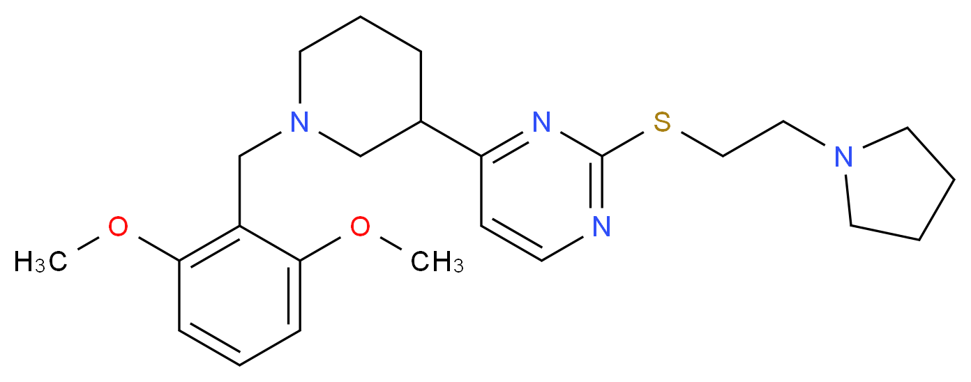 4-[1-(2,6-dimethoxybenzyl)-3-piperidinyl]-2-{[2-(1-pyrrolidinyl)ethyl]thio}pyrimidine_分子结构_CAS_)