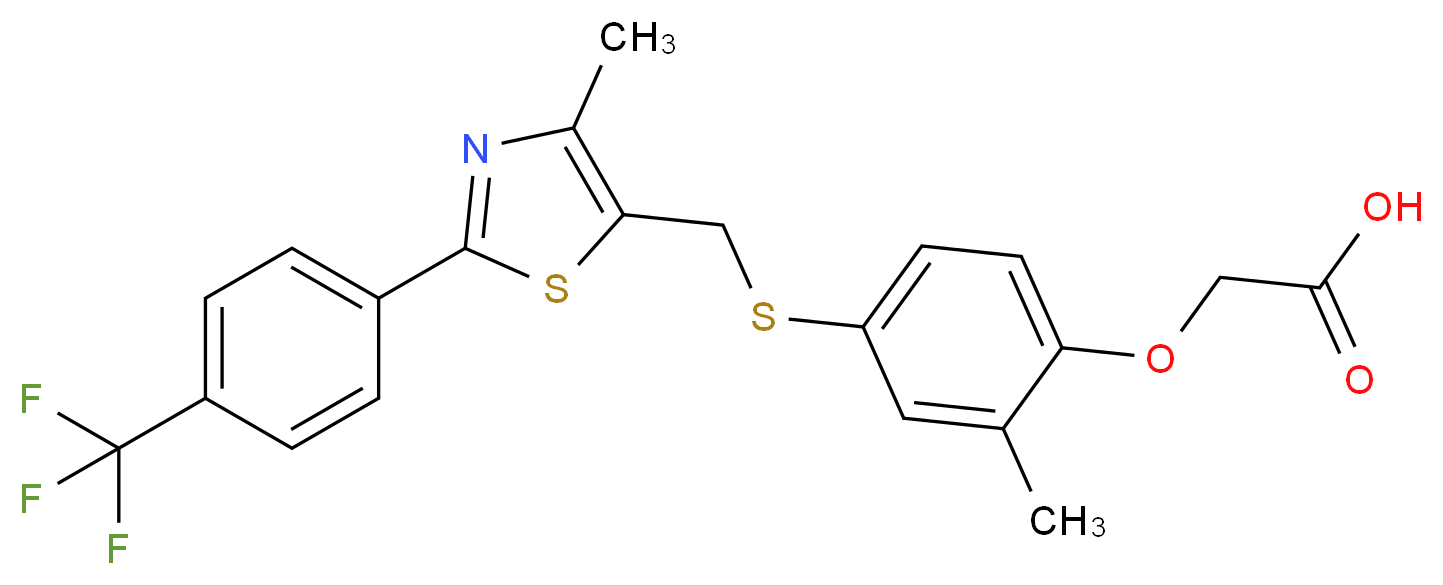 2-(4-((2-(4-(Trifluoromethyl)phenyl)-4-methylthiazol-5-yl)methylthio)-2-methylphenoxy)acetic acid_分子结构_CAS_317318-70-0)