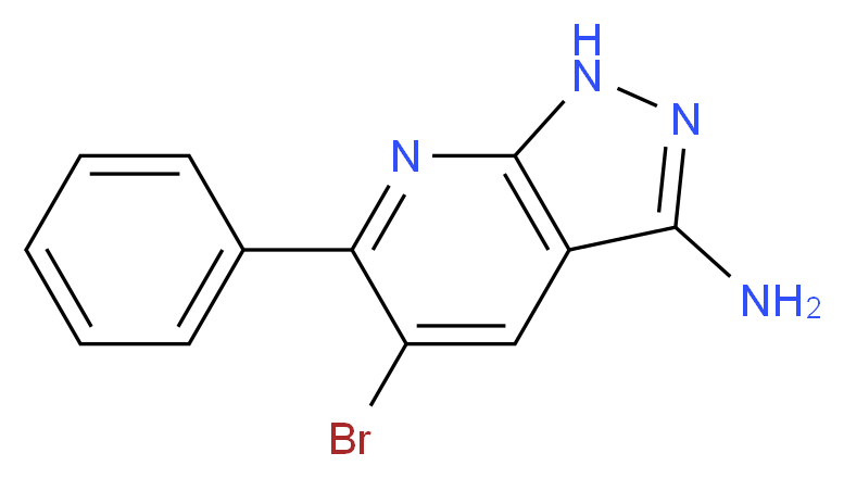 5-Bromo-6-phenyl-1H-pyrazolo[3,4-b]pyridin-3-amine_分子结构_CAS_583039-87-6)