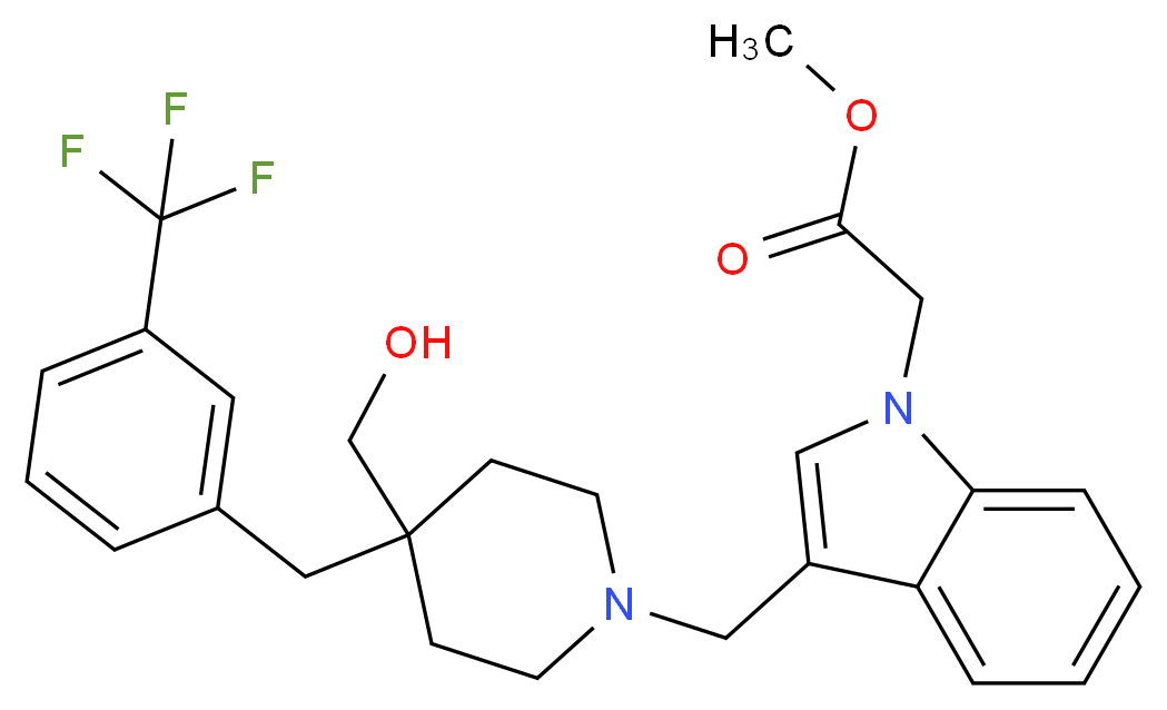 methyl [3-({4-(hydroxymethyl)-4-[3-(trifluoromethyl)benzyl]-1-piperidinyl}methyl)-1H-indol-1-yl]acetate_分子结构_CAS_)