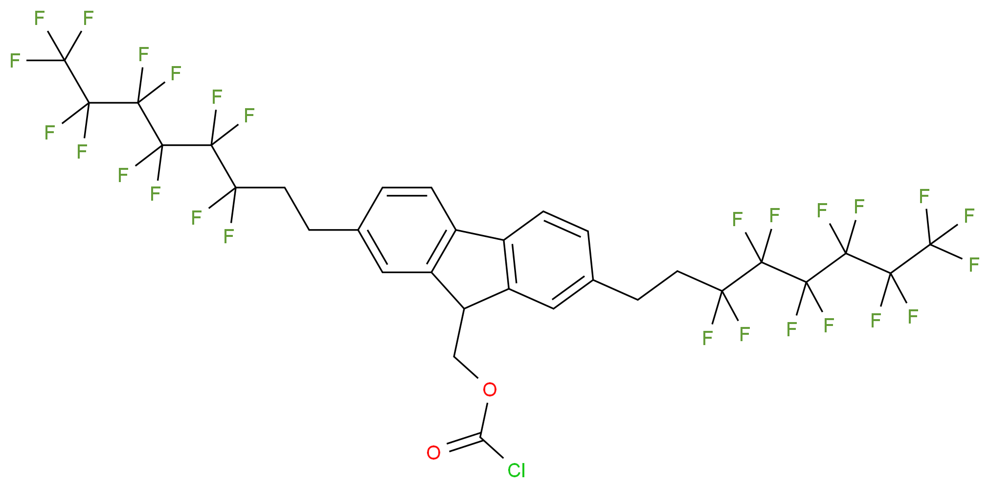 [2,7-bis(3,3,4,4,5,5,6,6,7,7,8,8,8-tridecafluorooctyl)-9H-fluoren-9-yl]methyl chloroformate_分子结构_CAS_932710-57-1