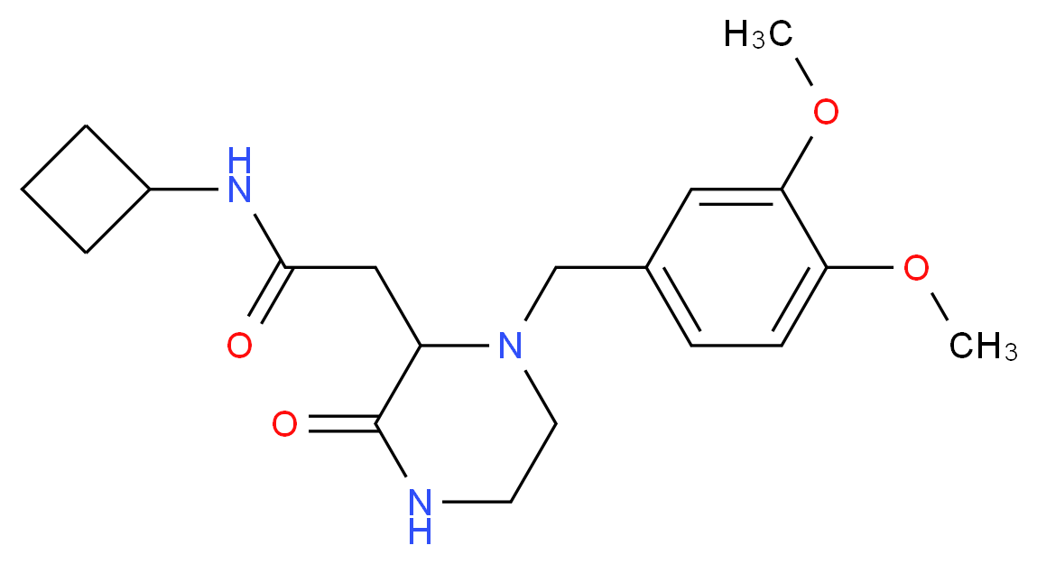 N-cyclobutyl-2-[1-(3,4-dimethoxybenzyl)-3-oxo-2-piperazinyl]acetamide_分子结构_CAS_)