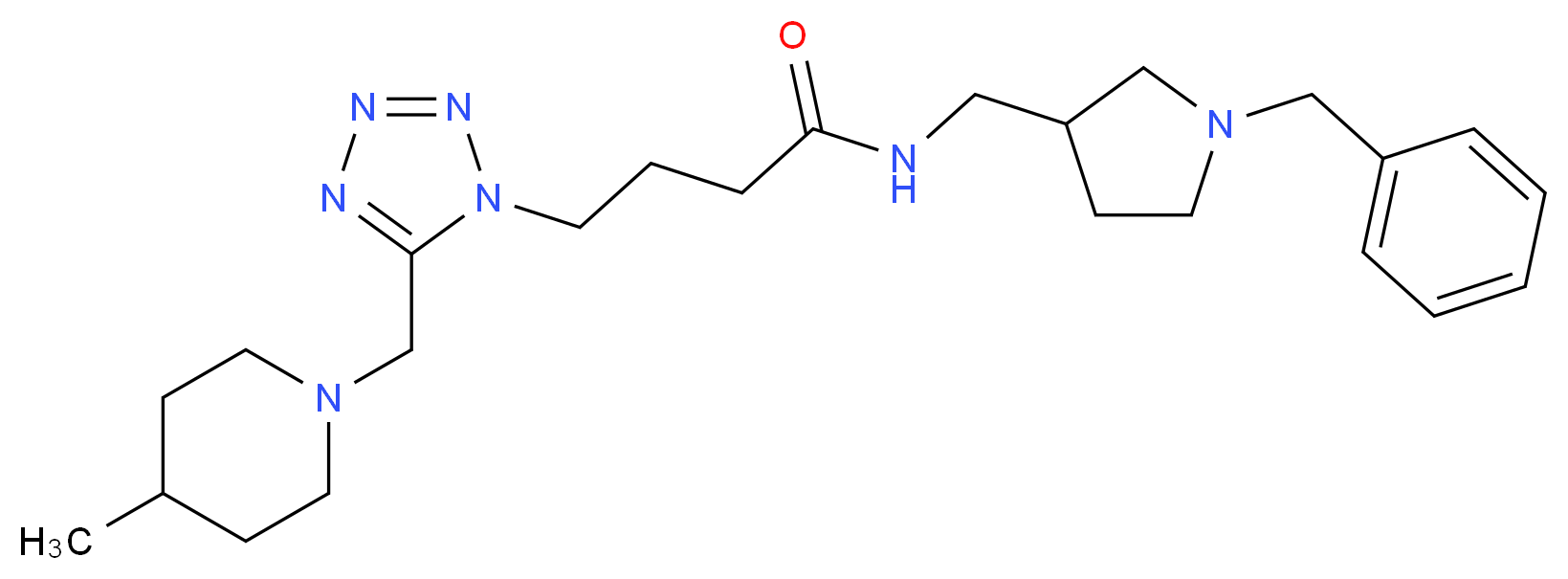 N-[(1-benzyl-3-pyrrolidinyl)methyl]-4-{5-[(4-methyl-1-piperidinyl)methyl]-1H-tetrazol-1-yl}butanamide_分子结构_CAS_)