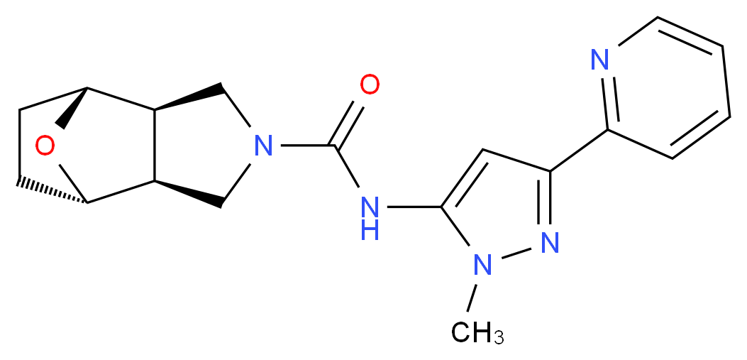 (1R*,2R*,6S*,7S*)-N-(1-methyl-3-pyridin-2-yl-1H-pyrazol-5-yl)-10-oxa-4-azatricyclo[5.2.1.0~2,6~]decane-4-carboxamide_分子结构_CAS_)