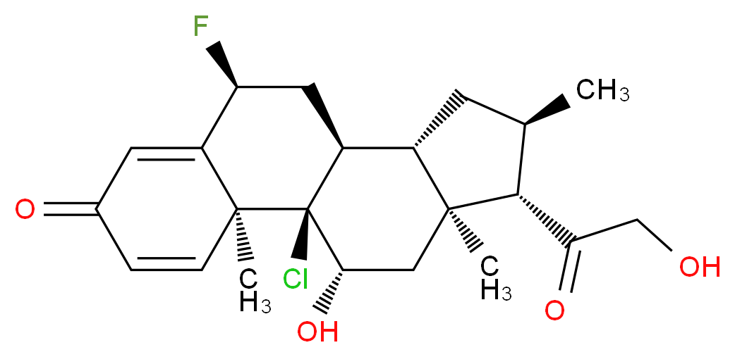 (1R,2S,8S,10S,11S,13R,14S,15S,17S)-1-chloro-8-fluoro-17-hydroxy-14-(2-hydroxyacetyl)-2,13,15-trimethyltetracyclo[8.7.0.0<sup>2</sup>,<sup>7</sup>.0<sup>1</sup><sup>1</sup>,<sup>1</sup><sup>5</sup>]heptadeca-3,6-dien-5-one_分子结构_CAS_4828-27-7