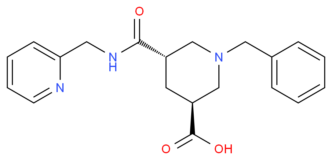 (3S*,5S*)-1-benzyl-5-{[(2-pyridinylmethyl)amino]carbonyl}-3-piperidinecarboxylic acid_分子结构_CAS_)