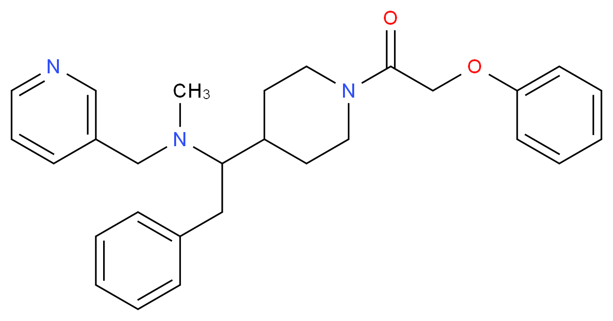 N-methyl-1-[1-(phenoxyacetyl)-4-piperidinyl]-2-phenyl-N-(3-pyridinylmethyl)ethanamine_分子结构_CAS_)