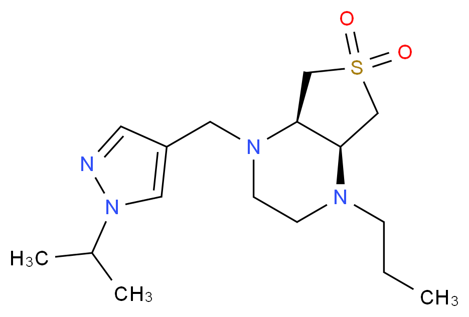 (4aS*,7aR*)-1-[(1-isopropyl-1H-pyrazol-4-yl)methyl]-4-propyloctahydrothieno[3,4-b]pyrazine 6,6-dioxide_分子结构_CAS_)