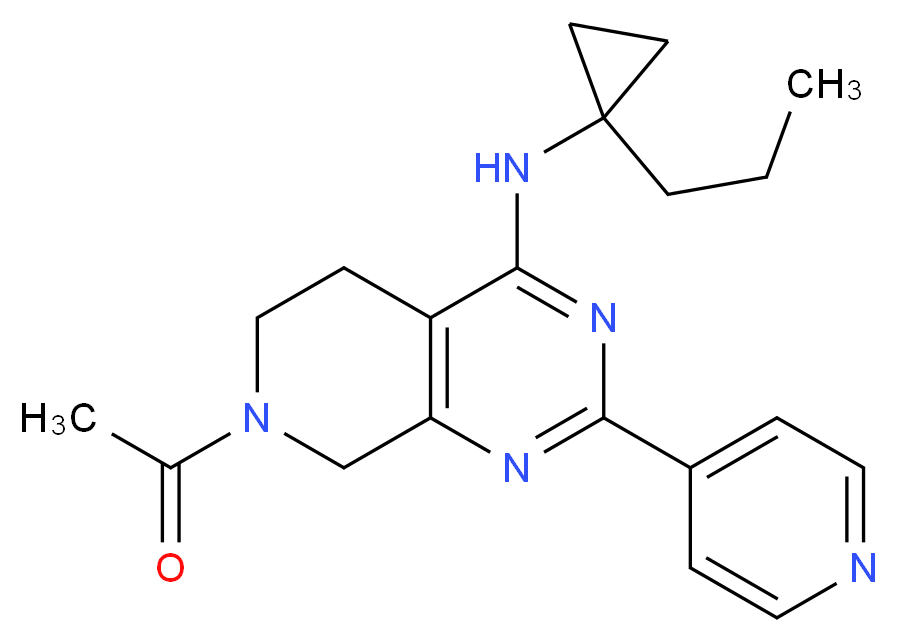 7-acetyl-N-(1-propylcyclopropyl)-2-pyridin-4-yl-5,6,7,8-tetrahydropyrido[3,4-d]pyrimidin-4-amine_分子结构_CAS_)