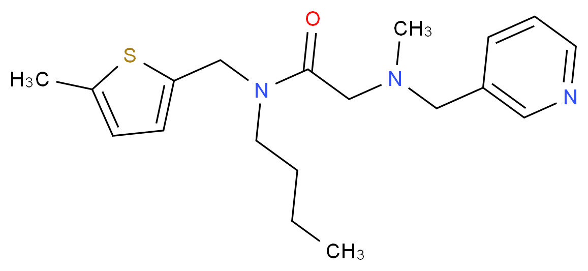 N-butyl-2-[methyl(pyridin-3-ylmethyl)amino]-N-[(5-methyl-2-thienyl)methyl]acetamide_分子结构_CAS_)