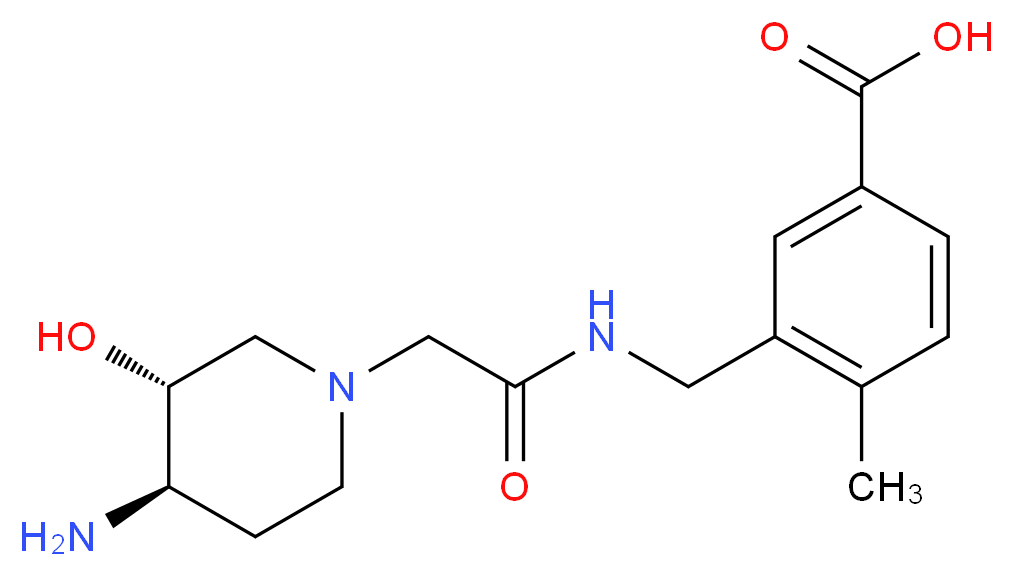 3-[({[(3R*,4R*)-4-amino-3-hydroxypiperidin-1-yl]acetyl}amino)methyl]-4-methylbenzoic acid_分子结构_CAS_)