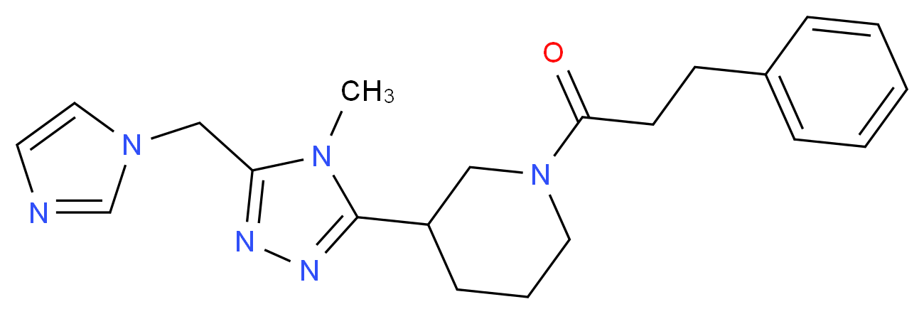 3-[5-(1H-imidazol-1-ylmethyl)-4-methyl-4H-1,2,4-triazol-3-yl]-1-(3-phenylpropanoyl)piperidine_分子结构_CAS_)