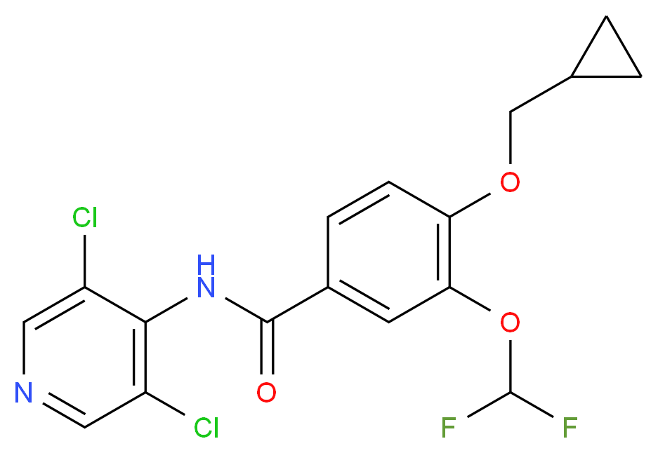 4-(Cyclopropylmethoxy)-3-(difluoromethoxy) Roflumilast_分子结构_CAS_162401-43-6)