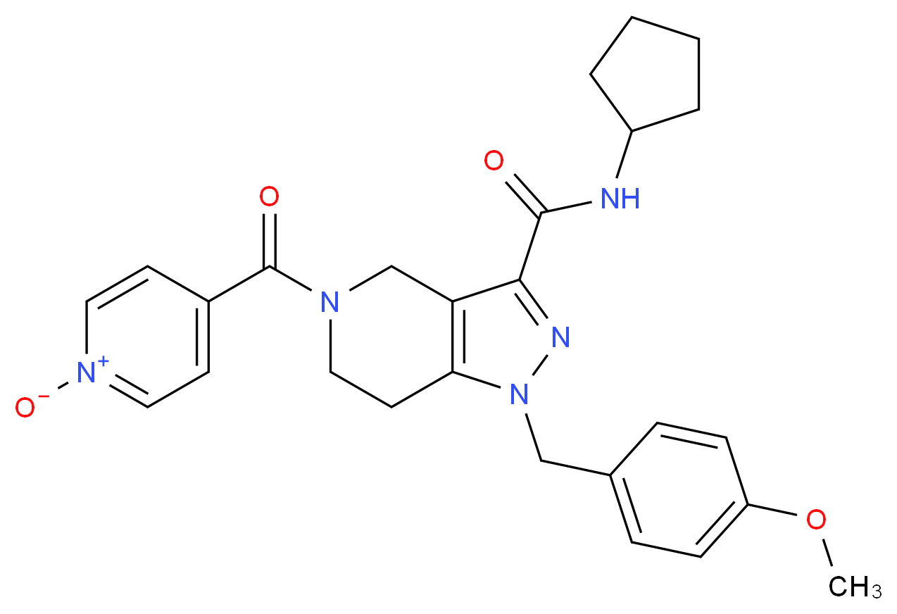 N-cyclopentyl-1-(4-methoxybenzyl)-5-(1-oxidoisonicotinoyl)-4,5,6,7-tetrahydro-1H-pyrazolo[4,3-c]pyridine-3-carboxamide_分子结构_CAS_)
