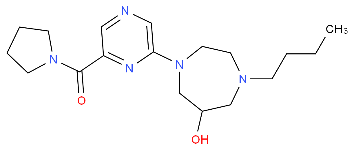 1-butyl-4-[6-(pyrrolidin-1-ylcarbonyl)pyrazin-2-yl]-1,4-diazepan-6-ol_分子结构_CAS_)