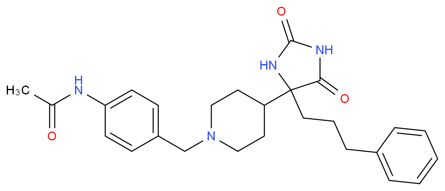 N-[4-({4-[2,5-dioxo-4-(3-phenylpropyl)-4-imidazolidinyl]-1-piperidinyl}methyl)phenyl]acetamide_分子结构_CAS_)