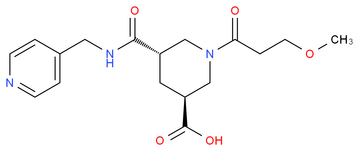 (3S*,5S*)-1-(3-methoxypropanoyl)-5-{[(4-pyridinylmethyl)amino]carbonyl}-3-piperidinecarboxylic acid_分子结构_CAS_)