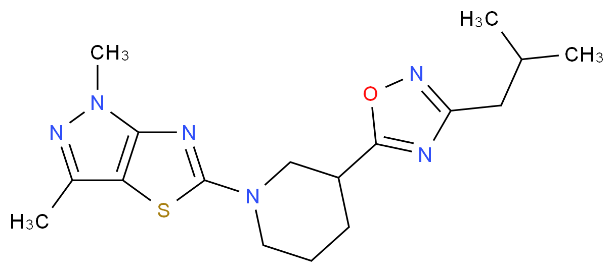 5-[3-(3-isobutyl-1,2,4-oxadiazol-5-yl)piperidin-1-yl]-1,3-dimethyl-1H-pyrazolo[3,4-d][1,3]thiazole_分子结构_CAS_)