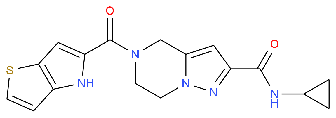 N-cyclopropyl-5-(4H-thieno[3,2-b]pyrrol-5-ylcarbonyl)-4,5,6,7-tetrahydropyrazolo[1,5-a]pyrazine-2-carboxamide_分子结构_CAS_)