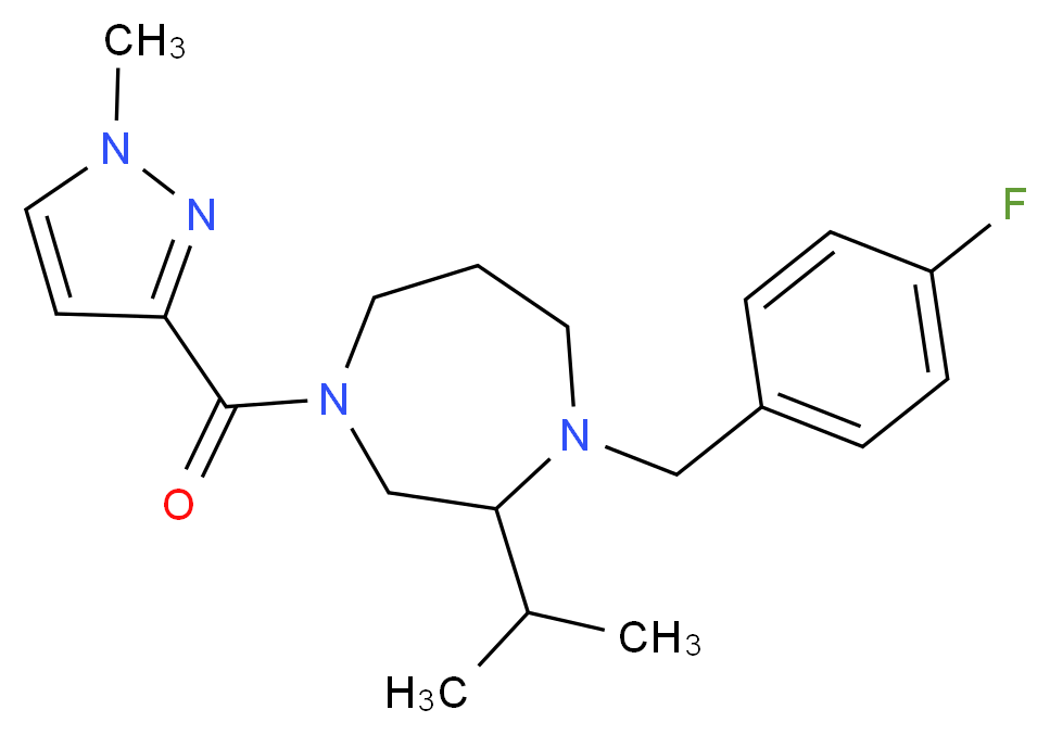 1-(4-fluorobenzyl)-2-isopropyl-4-[(1-methyl-1H-pyrazol-3-yl)carbonyl]-1,4-diazepane_分子结构_CAS_)
