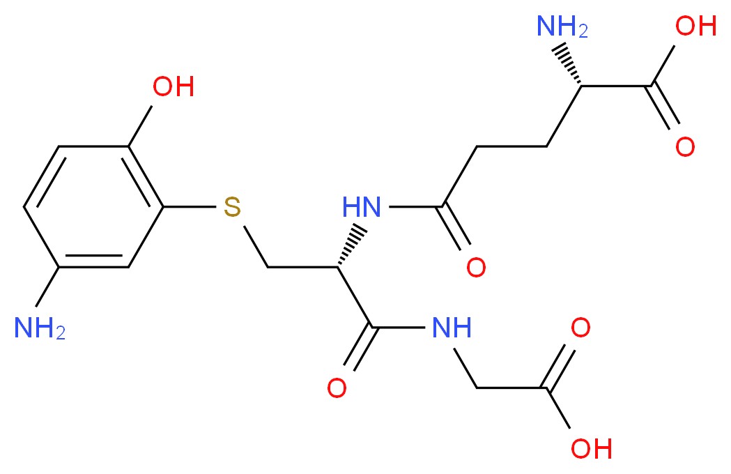 (2S)-2-amino-4-{[(1R)-2-[(5-amino-2-hydroxyphenyl)sulfanyl]-1-[(carboxymethyl)carbamoyl]ethyl]carbamoyl}butanoic acid_分子结构_CAS_129762-76-1