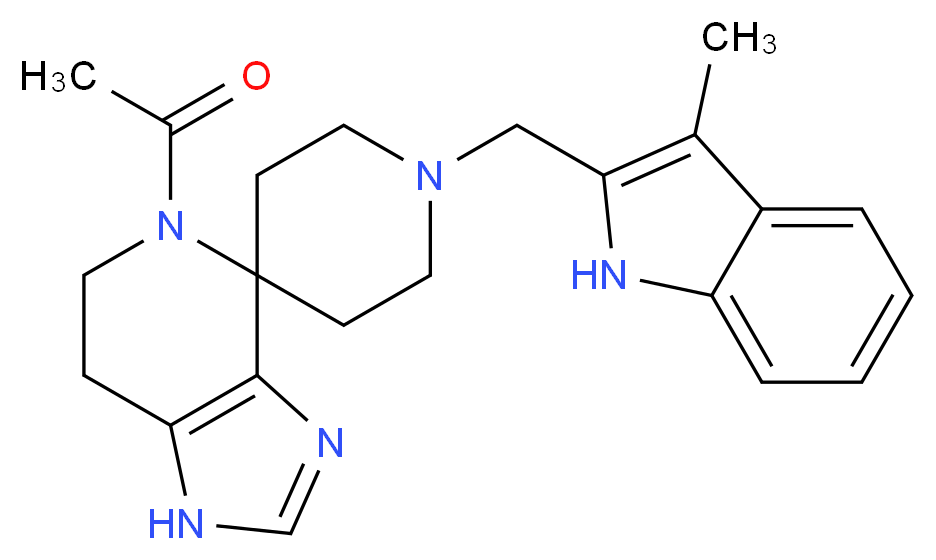 5-acetyl-1'-[(3-methyl-1H-indol-2-yl)methyl]-1,5,6,7-tetrahydrospiro[imidazo[4,5-c]pyridine-4,4'-piperidine]_分子结构_CAS_)