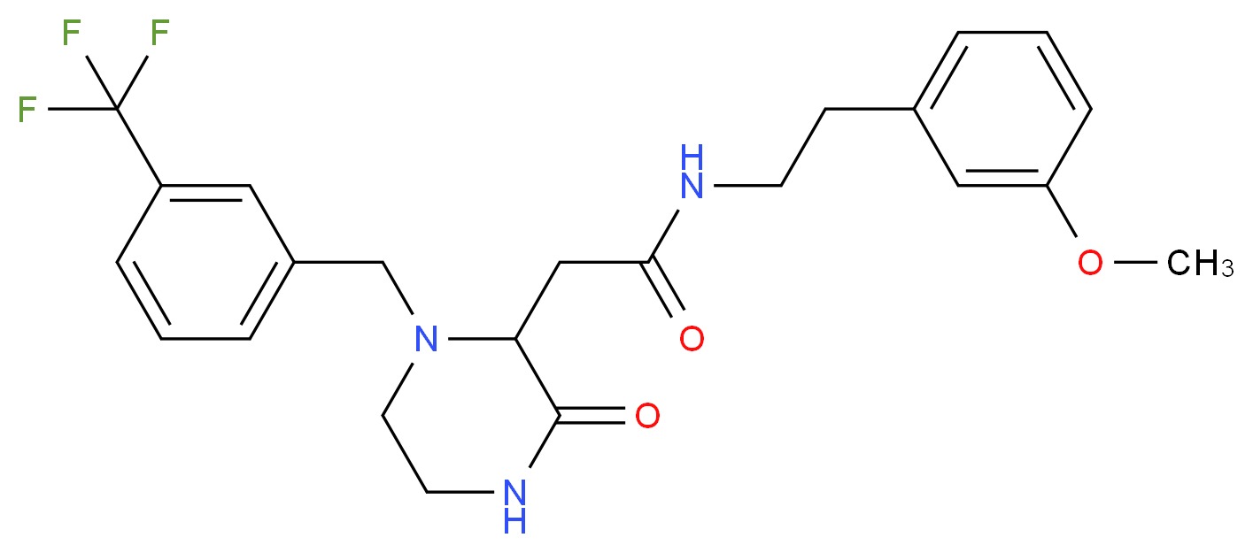N-[2-(3-methoxyphenyl)ethyl]-2-{3-oxo-1-[3-(trifluoromethyl)benzyl]-2-piperazinyl}acetamide_分子结构_CAS_)