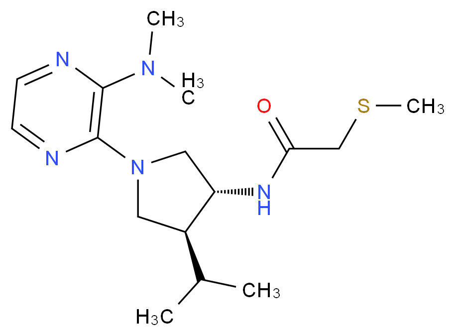 N-{(3R*,4S*)-1-[3-(dimethylamino)-2-pyrazinyl]-4-isopropyl-3-pyrrolidinyl}-2-(methylthio)acetamide_分子结构_CAS_)