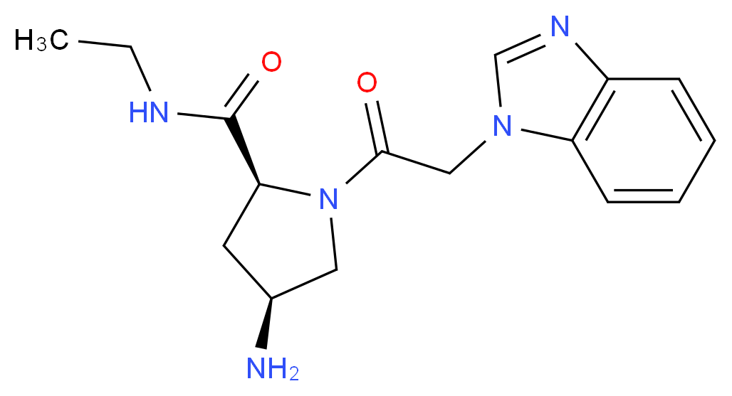 (2S,4S)-4-amino-1-(1H-benzimidazol-1-ylacetyl)-N-ethylpyrrolidine-2-carboxamide_分子结构_CAS_)